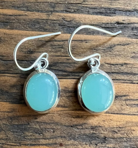 Aqua Chalcedony Earrings Delicate Earrings Everyday Earrings