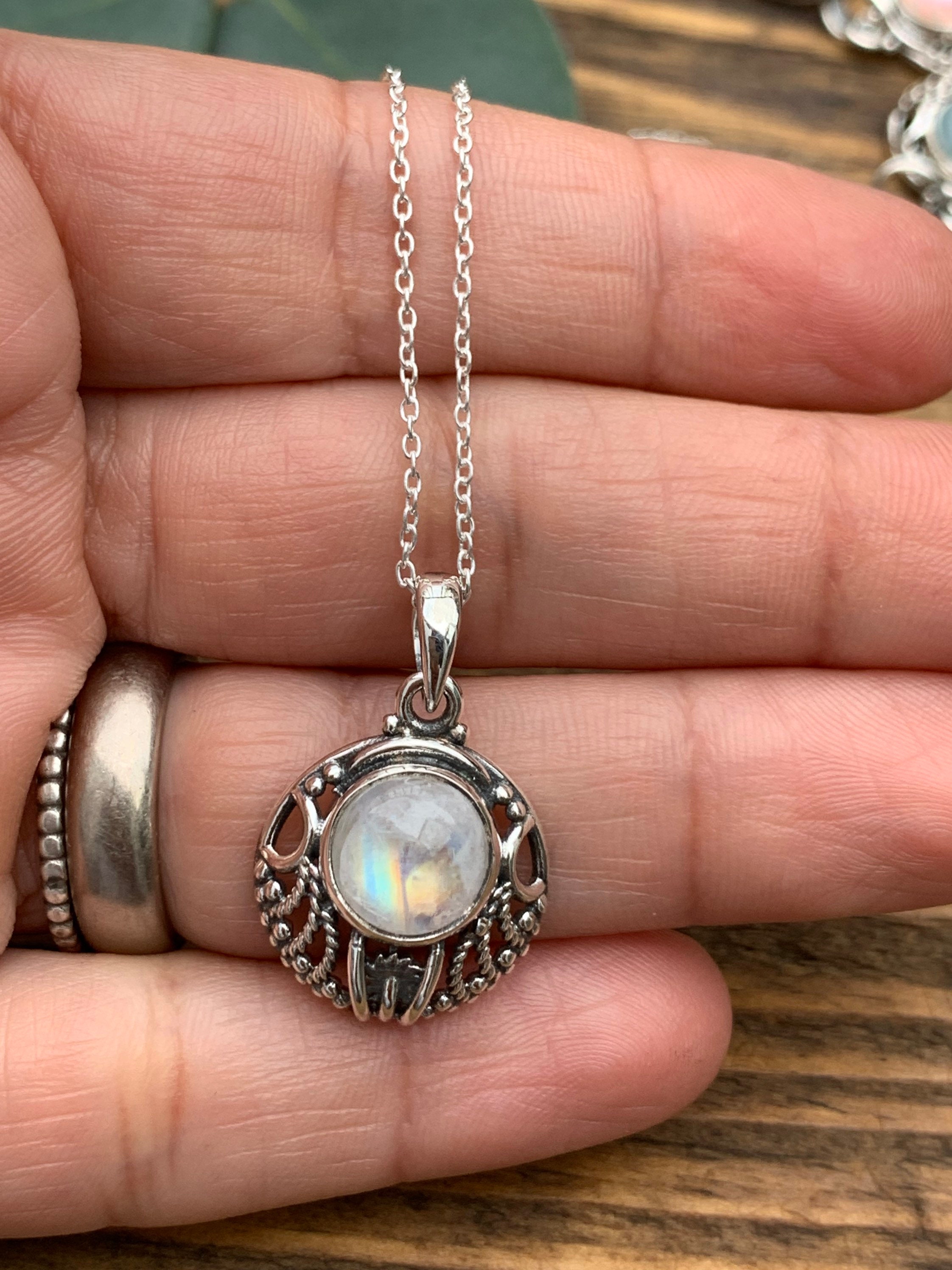 Waysles Serpente Moonstone Collana in argento Sterling 925 serpente ciondolo catena con arcobaleno luna di luna animale serpente gioielli catena regalo per donne ragazze bambini, Argento sterling