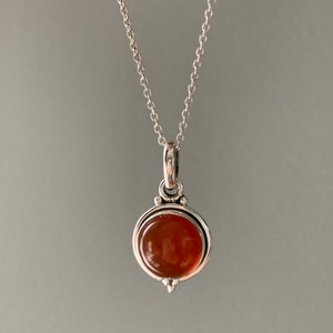 Carnelian necklace, Boho necklace, Sterling silver necklace, Healing stone, August birthstone, 17th Wedding Anniversary Gift, Orange pendant