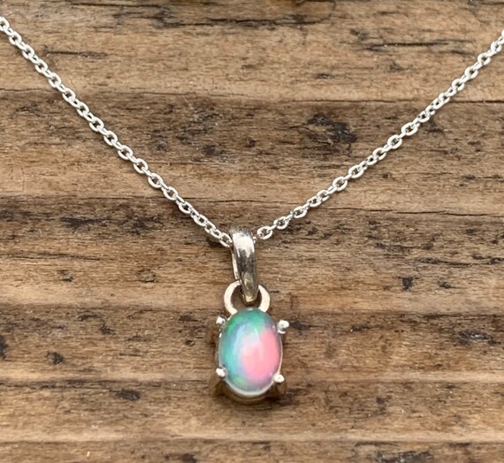 Ciondolo di Opale Andino Argento Collana in Caucciù ⋆ Gioielli con Pietre