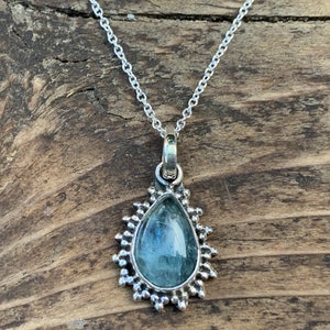Aquamarine necklace, Delicate Necklace, Boho necklace, Aquamarine necklace, Teardrop  necklace, Sterling silver necklace
