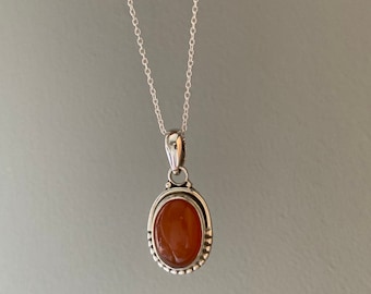 Carnelian necklace, Boho necklace, Sterling silver, Healing stone, August birthstone, 17th Wedding Anniversary Gift, Carnelian orange