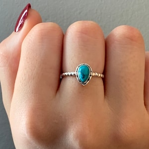 Turquoise Stackable Ring, Boho Minimalist Turquoise Ring, Delicate ...