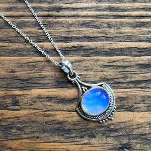 Opalite necklace, Delicate necklace, Boho Opalite necklace, Opalite oval necklace, Sterling silver Opalite necklace, elegant necklace