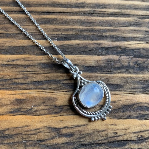 Moonstone Necklace Delicate Necklace Boho Moonstone Etsy