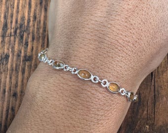 Dainty Citrine Sterling Silver Bracelet: Minimalist Jewellery