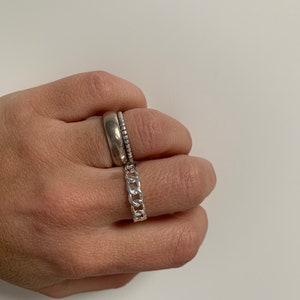 Sterling Silver chain stacking band ring, stackable ring, chain style ring, pinky ring, Thumb ring, Gift ring, ring in Uk