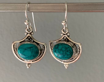 Pendientes colgantes de turquesa: joyería con la piedra natal de diciembre, regalo para mujer
