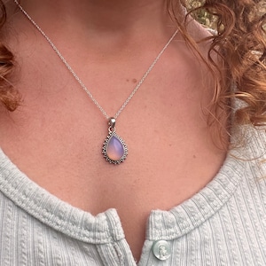 Opalite necklace, Delicate necklace, Boho Opalite necklace, Opalite oval necklace, Sterling silver Opalite necklace, Gift for her, Crystals