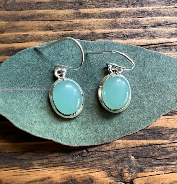 Aqua chalcedony shop earrings