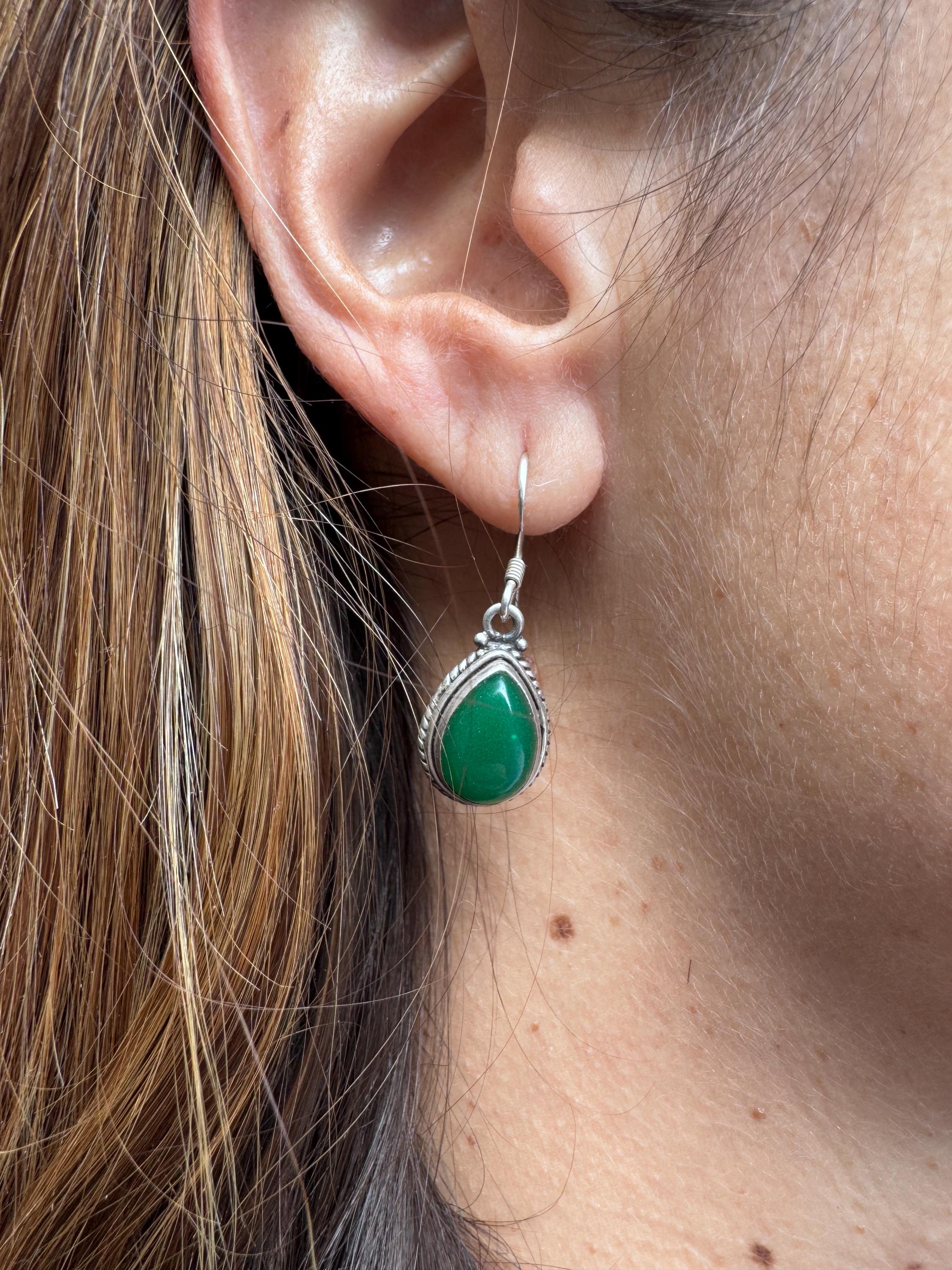 Orecchini a goccia in argento sterling con onice verde: gioielli pendenti boho - Italia