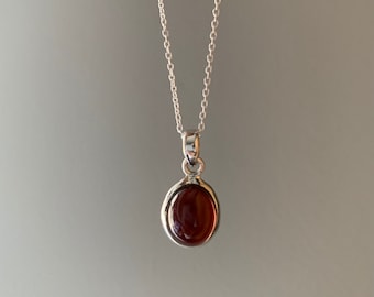 Garnet  necklace, Delicate necklace, Boho garnet necklace, Garnet circle necklace, Sterling silver garnet necklace, Christmas gift