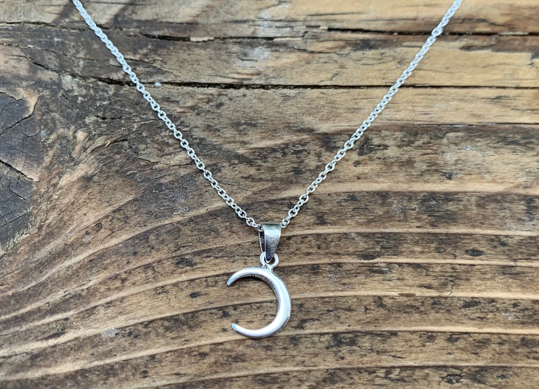 Sterling Silver Crescent Moon Necklace: Minimalist Pendant - Etsy