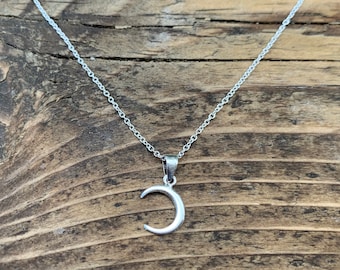 Dainty Sterling Silver Crescent Moon Necklace: Minimalist Lunar Jewelry ...