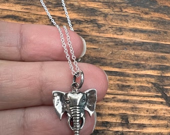 Sterling Silver Elephant Necklace: Detailed Animal Pendant