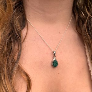 Emerald necklace, Delicate Necklace, Boho necklace, May birthstone necklace, Sterling silver emerald , Emerald  gifts, Faceted emerald