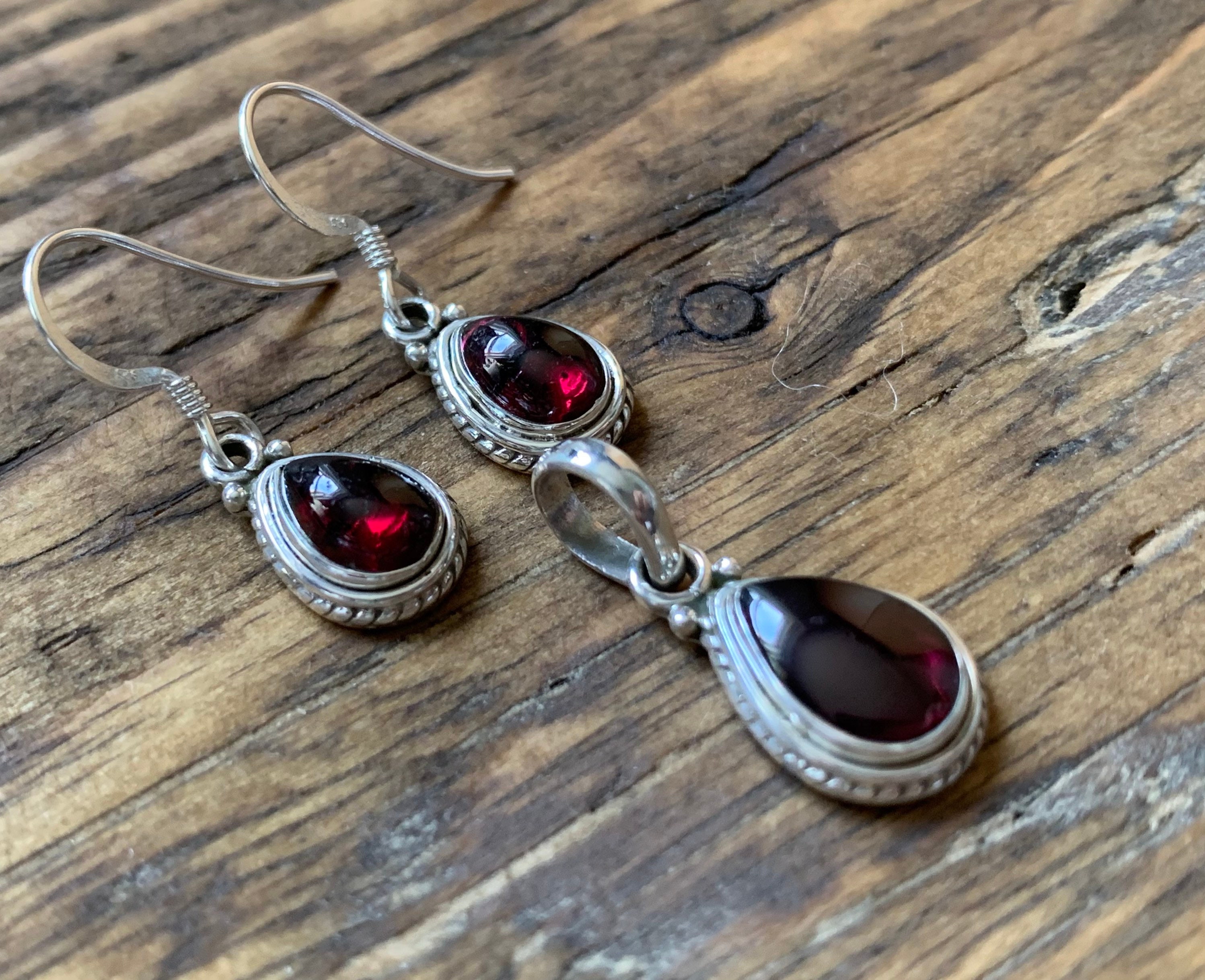 Orecchini Pendenti A Goccia Di Granato Rosso Riempiti In Oro 14 - Foto 2