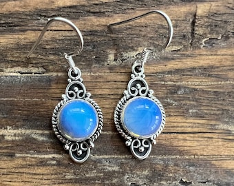 Sterling Silber Opalite Ohrringe: Blumen Baumeln Design