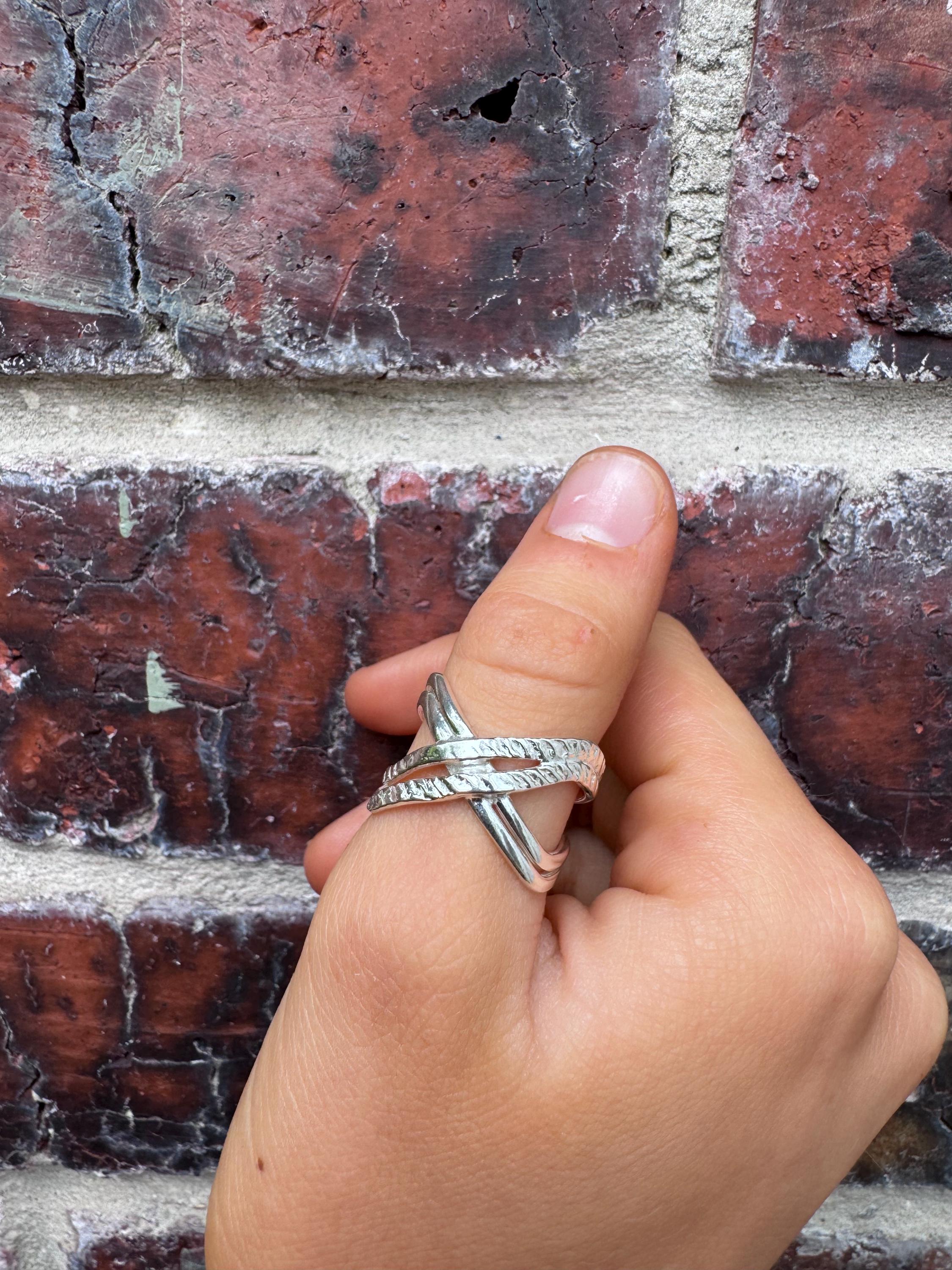 Adjustable Sterling Silver X Ring: Statement Cross Thumb Ring - Etsy