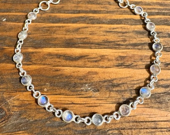 Mondstein Sterling Silber Armband: Minimalistischer Edelstein Schmuck