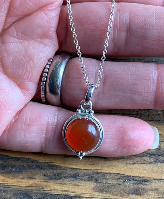 Sterling silver carnelian necklace clearance