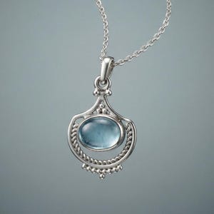 Sterling Silver Aquamarine Necklace: March Birthstone, Delicate Boho Jewelry