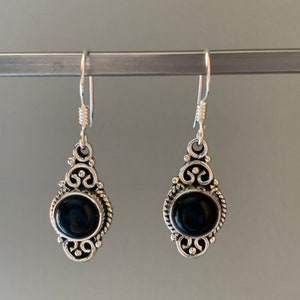 Black onyx earrings, Boho black onyx earrings, Black earrings, Protection stone