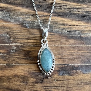 Sterling Silver Aquamarine Necklace - March Birthstone