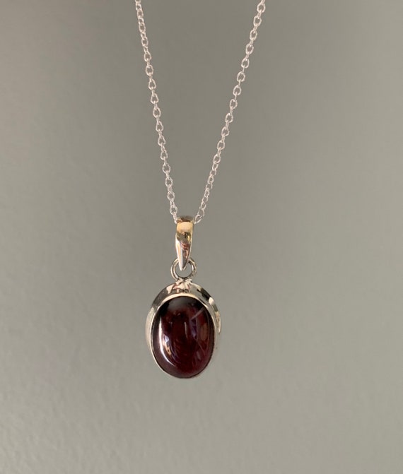 c1860 VICTORIAN 15ct GOLD CABOCHON GARNET EARLY ETRUSCAN REVIVAL TASSELLED  SLIDE PENDANT NECKLACE ANTIQUE - Georgian Jewellery Box