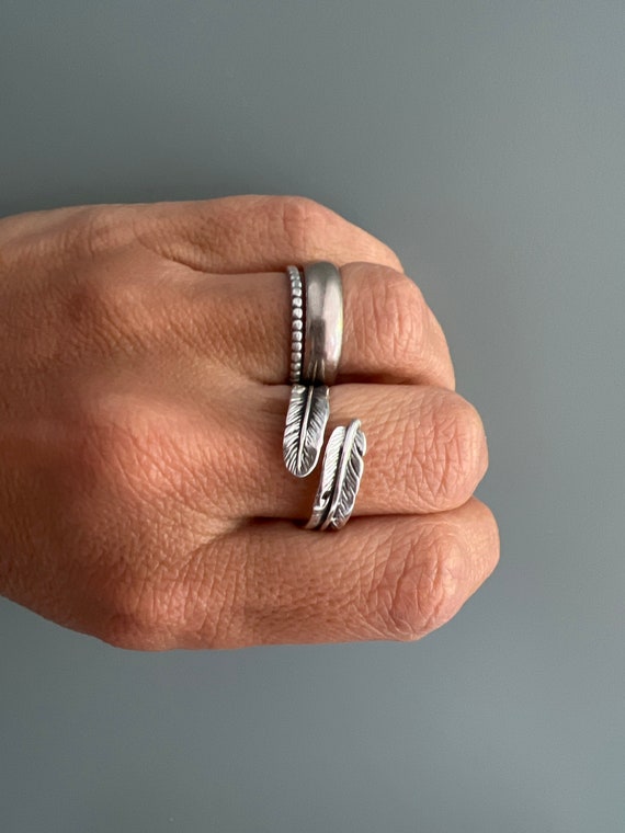 Silver Feather Ring, 925 Sterling Adjustable Feather Thumb Silver Ring, Pinky Ring, Men and Women Feather Ring - Etsy Silver Feather Ring, 925 Sterling Adjustable Feather Thumb Silver Ring, Pinky Ring, Men and Women Feather Ring - Etsy