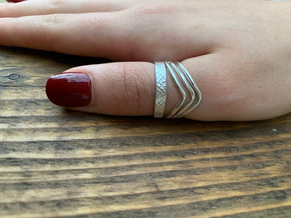 Chunky Silver Ring, Adjustable Boho Band Ring, Weaved Ring Thick Ring Thumb  Ring | eBay