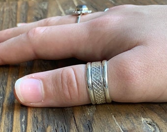 Adjustable Sterling Silver Thumb Ring: Chunky Boho Statement Ring
