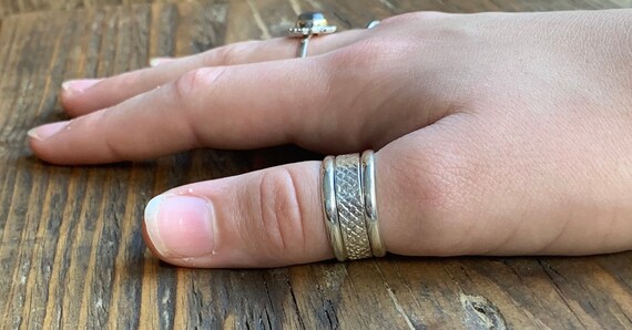 thumbnail image 2 of 925 Sterling Silver Adjustable Ring – Chunky Double Band, Boho Thumb Ring 2 of 4