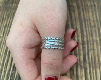 Silver banded thumb ring, Stack effect ring, Statement silver ring, Thick silver ring, Adjustable silver ring, men ring, women ring