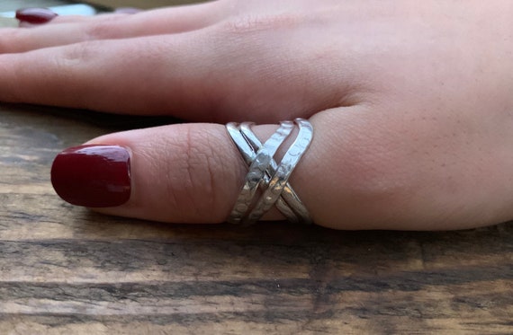 Zilveren kruisring X Statement ring - Etsy