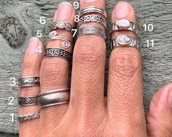 Bague midi et auriculaire réglable en argent sterling