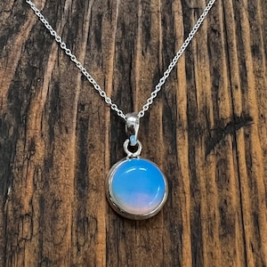 Opalite necklace, Delicate necklace, Boho Opalite necklace, Opalite oval necklace, Sterling silver Opalite necklace, elegant necklace