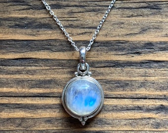 Moonstone necklace, circle moonstone necklace