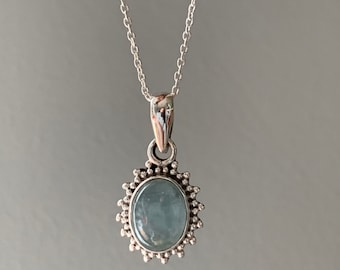 Sterling Silver Aquamarine Necklace: Delicate Boho Jewelry