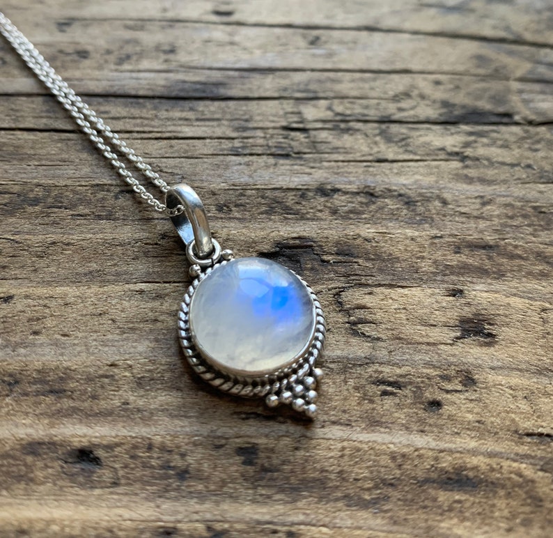 Moonstone necklace, Delicate necklace, Boho moonstone necklace, Rainbow moonstone  oval necklace, Sterling silver, mother's day gift 