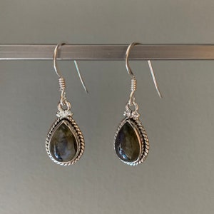 Teardrop Labradorite Earrings: Sterling Silver Dangle Jewelry