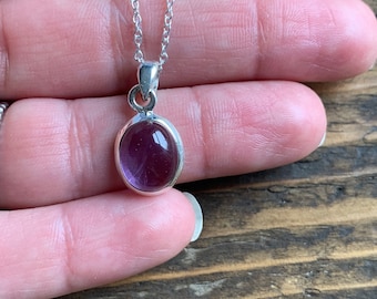Dainty Sterling Silver Amethyst Necklace - February Birthstone