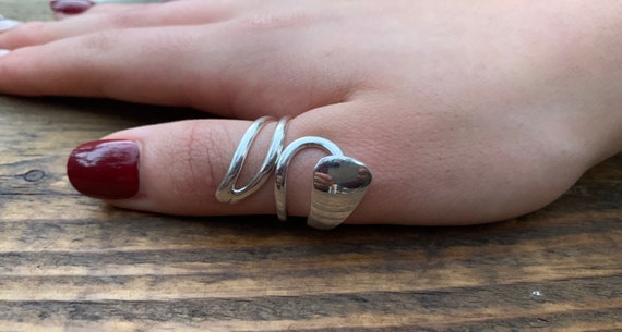 Silver Wave Ring Thumb Ring Statement Silver Ring Serpentine