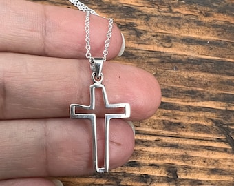 Sterling Silver Cross Necklace: Minimalist Crucifix Pendant