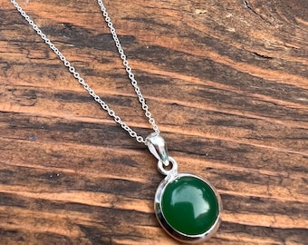 Sterling Silver Green Onyx Necklace: Delicate Boho Jewelry