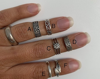 Bague midi, bague auriculaire, bague d'orteil en argent sterling Bague d'orteil réglable, bague midi, bague auriculaire