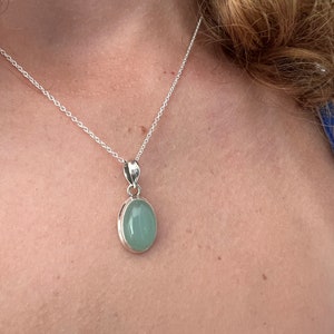 Aqua chalcedony necklace, Delicate Necklace, Boho necklace, Green necklace, Flower  necklace, Sterling silver necklace