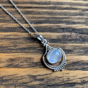 Moonstone  necklace, Delicate necklace, Boho moonstone necklace, Rainbow moonstone  teardrop necklace, Sterling silver moonstone necklace