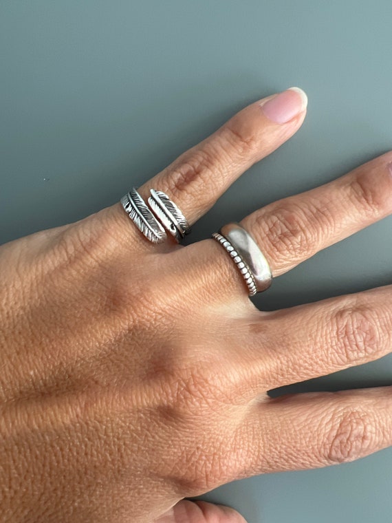 Silver Feather Ring, 925 Sterling Adjustable Feather Thumb Silver Ring, Pinky Ring, Men and Women Feather Ring - Etsy Silver Feather Ring, 925 Sterling Adjustable Feather Thumb Silver Ring, Pinky Ring, Men and Women Feather Ring - Etsy