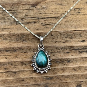 Labradorite necklace, Boho necklace, Labradorite Teardrop necklace, Sterling silver labradorite necklace, Mother’s Day